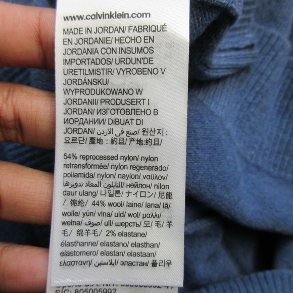 Calvin Klein CK Men Wool Blend Sweater XL Blue Knit Crewneck Pullover Casual 416 - Picture 6 of 11